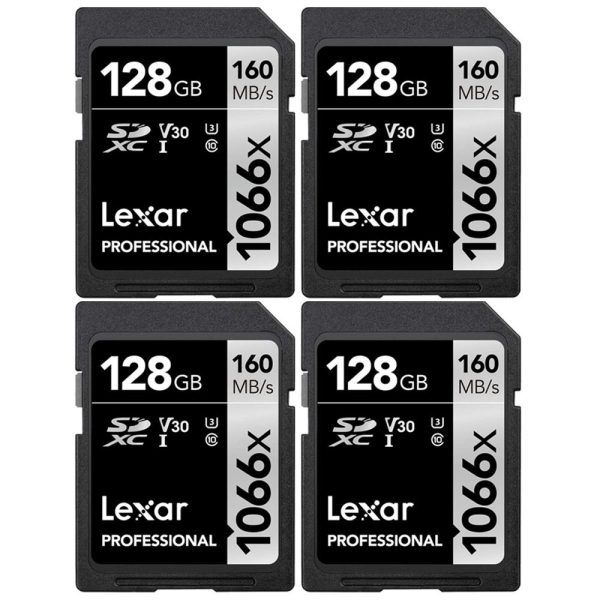 Lexar 128GB Professional 1066x SDXC UHS-I Card Silver Series Memory Card 4 Pack Cheap