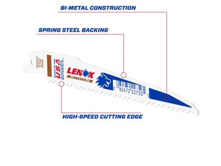 LENOX LUMBERWOLF 6 in. Bi-Metal Reciprocating Saw Blade 6 TPI 1 blade Discount