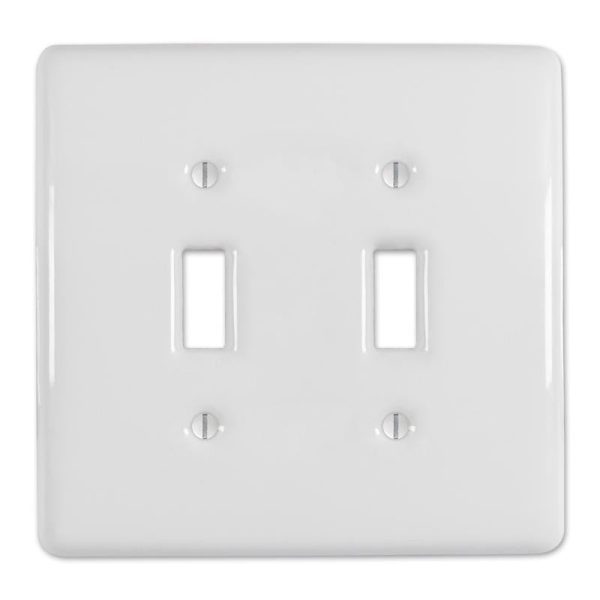 Amerelle Metro White 2 gang Ceramic Toggle Wall Plate 1 pk Fashion