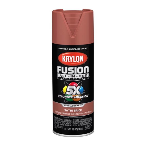 Krylon Fusion All-In-One Satin Brick Paint+Primer Spray Paint 12 oz Discount