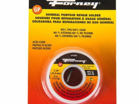 Forney 4 oz Acid Core Wire Solder 0.13 in. D Tin Lead 40 60 1 pc For Sale