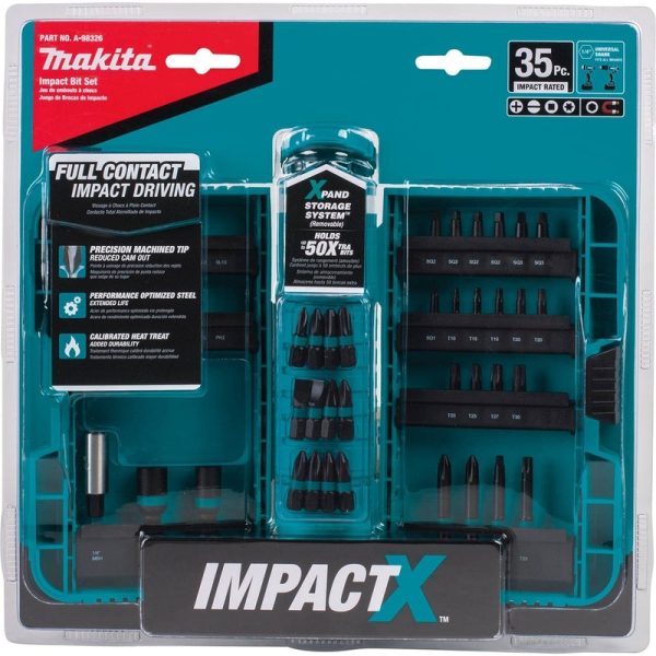 Makita ImpactX Assorted Driver Bit Set S2 Tool Steel 35 pc For Cheap