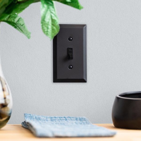 Amerelle Century Matte Black 2 gang Stamped Steel Duplex Wall Plate 1 pk on Sale