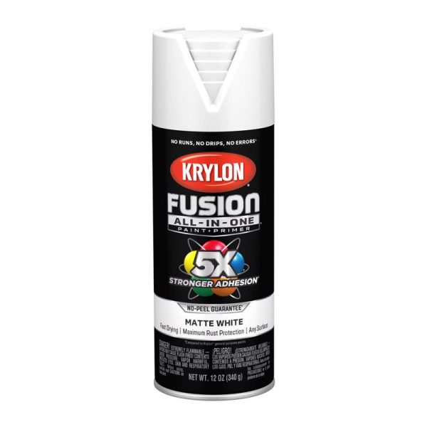 Krylon Fusion All-In-One Matte White Paint+Primer Spray Paint 12 oz Supply