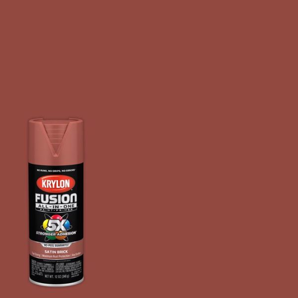 Krylon Fusion All-In-One Satin Brick Paint+Primer Spray Paint 12 oz Discount