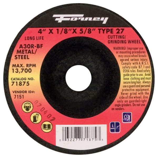 Forney 4 in. D X 5 8 in. in. Metal Grinding Wheel on Sale