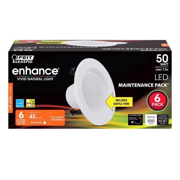 Feit Enhance Soft White 4 in. W LED Dimmable Recessed Downlight 7.2 W Cheap