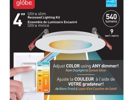 Globe Electric Ultra Slim Energy Star White 4 in. W Plastic LED Canless Recessed Downlight 9 W Fashion