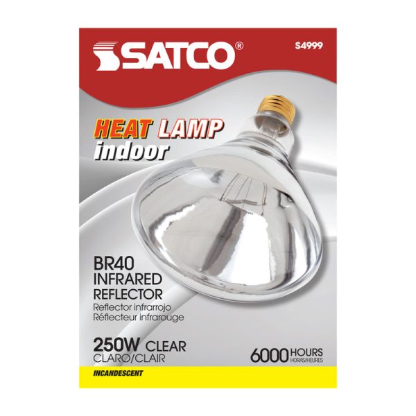 Satco 250 W BR40 Heat Lamp Incandescent Bulb E26 (Medium) Warm White 1 pk Hot on Sale