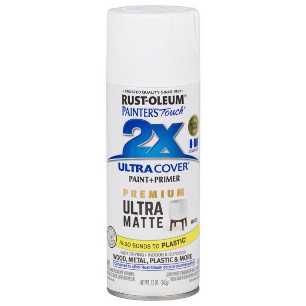 Rust-Oleum Painter s Touch 2X Ultra Cover Ultra Matte White Paint+Primer Spray Paint 12 oz Discount