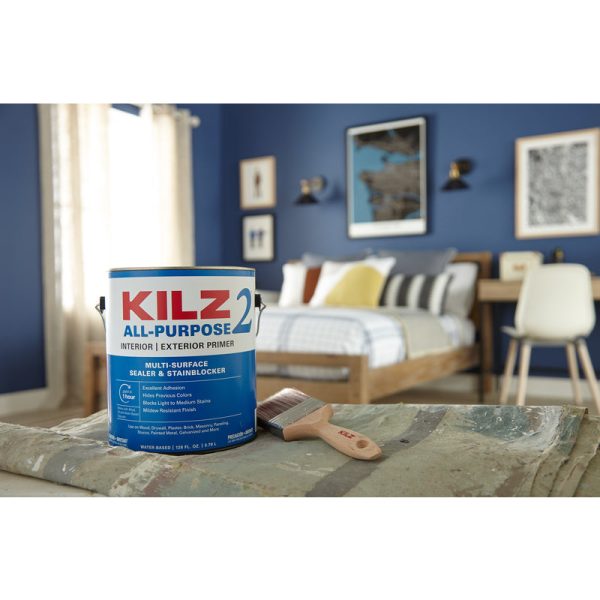 KILZ White Flat Water-Based Acrylic Stain Blocking Primer 1 qt For Cheap