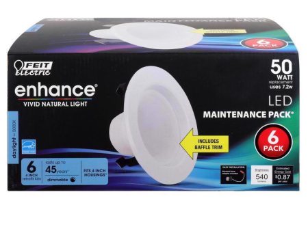 Feit Enhance Daylight 4 in. W LED Dimmable Recessed Downlight 7.2 W on Sale