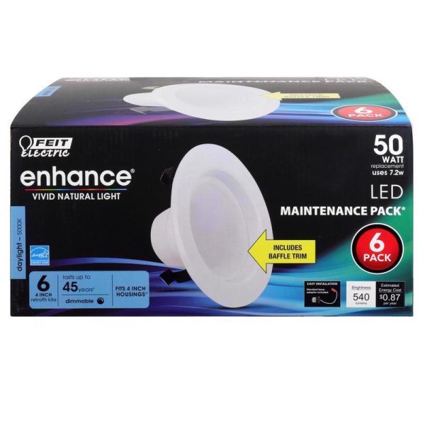 Feit Enhance Daylight 4 in. W LED Dimmable Recessed Downlight 7.2 W on Sale