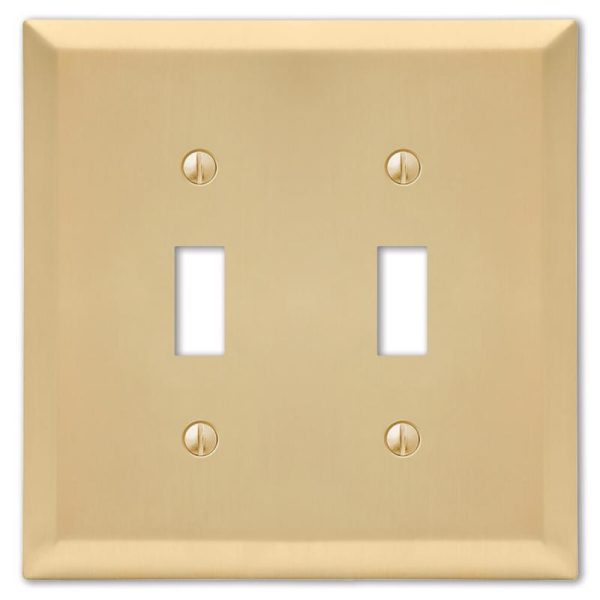 Amerelle Century Satin Brass 2 gang Stamped Steel Toggle Wall Plate 1 pk Online Hot Sale