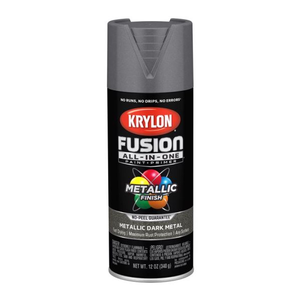 Krylon Fusion All-In-One Metallic Dark Metal Paint+Primer Spray Paint 12 oz Online Hot Sale