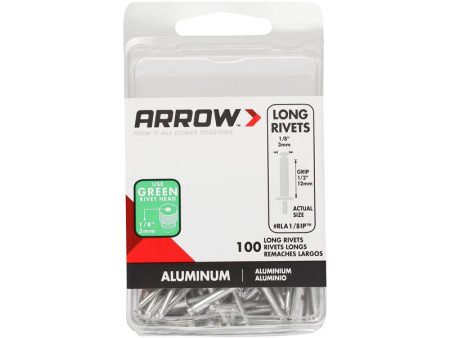 Arrow 1 8 in. D X 1 2 in. Aluminum Long Rivets Silver 100 pk on Sale