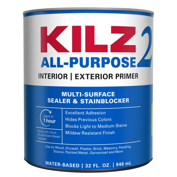 KILZ White Flat Water-Based Acrylic Stain Blocking Primer 1 qt For Cheap