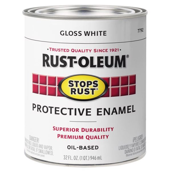 Rust-Oleum Stops Rust Indoor and Outdoor Gloss White Oil-Based Protective Paint 1 qt Online Hot Sale