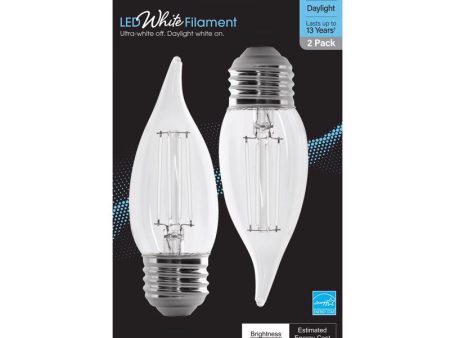 Feit White Filament BA10 E26 (Medium) Filament LED Bulb Daylight 40 Watt Equivalence 2 pk Fashion