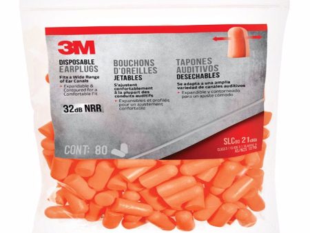 3M 32 dB Soft Foam Earplugs Orange 80 pair Sale