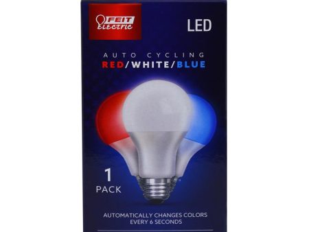 Feit LED Specialty A19 E26 (Medium) Auto Cycling LED Bulb Blue Red White 2 Watt Equivalence 1 pk For Discount