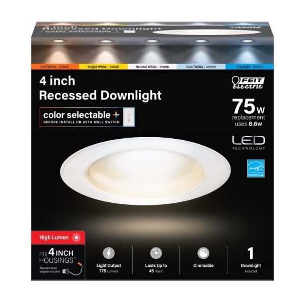 Feit Enhance Frost White 5.1 in. W Aluminum LED Dimmable Recessed Downlight 8.6 W Hot on Sale